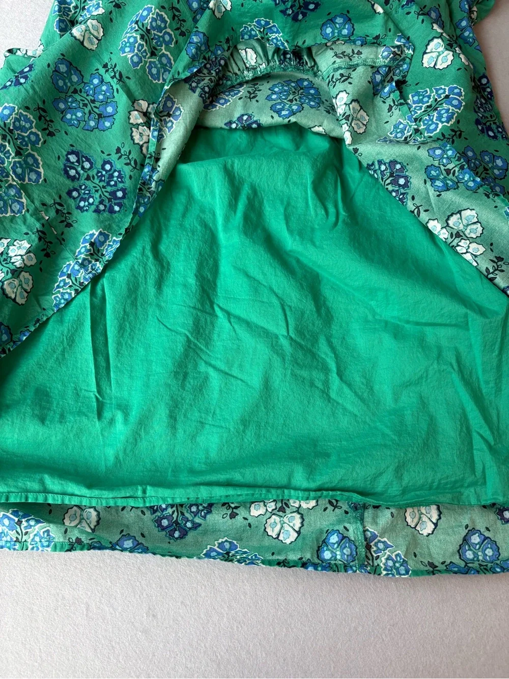 J. Crew Green & Blue Floral Short-Sleeve Midi Dress Sz 6